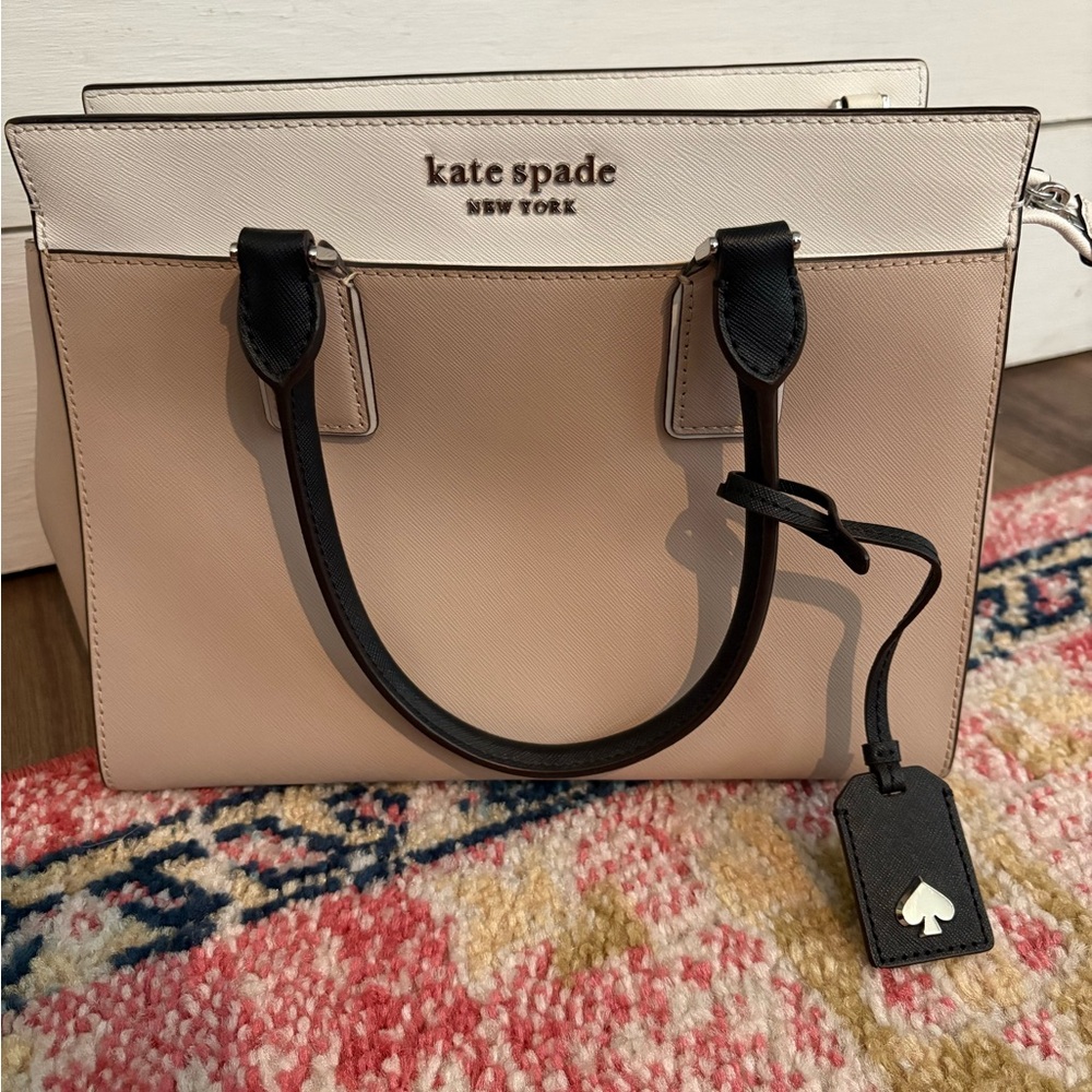 Kate Spade Two-Tone Satchel in Cream and Black